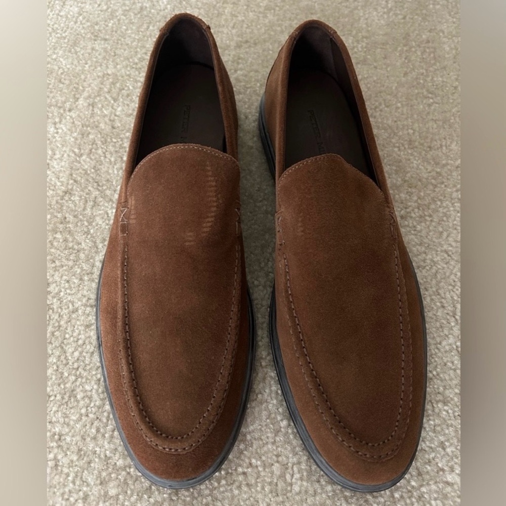 Peter Millar Rich Brown Suede Slip-On Loafers